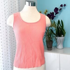 Eddie Bauer Ribbed Sleeveless Sweater Peach Large